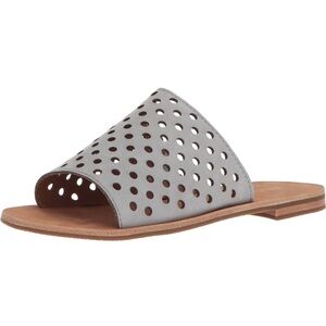 FRYE Riley Slides Leather Slip On Sandals Grey Ice Size 5.5